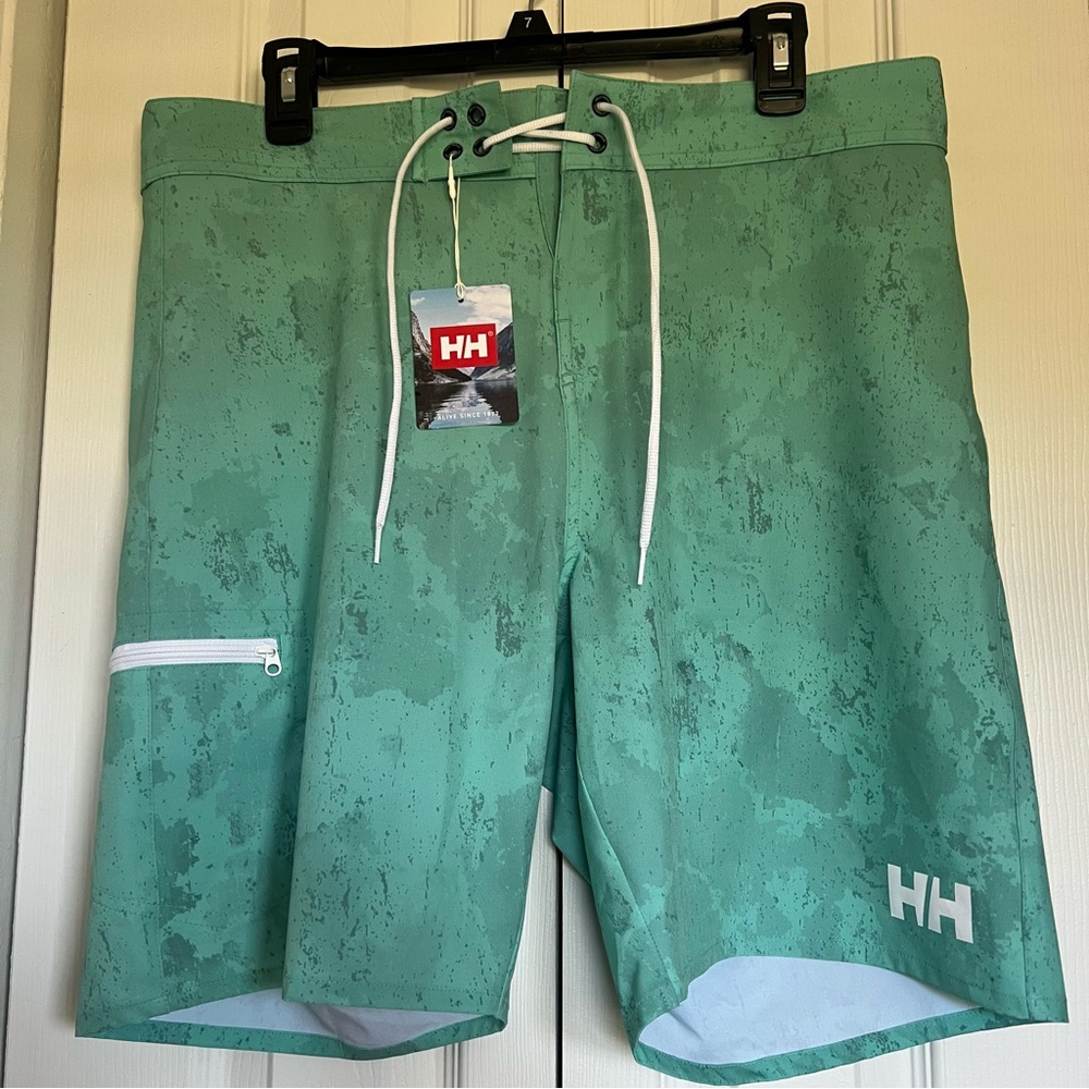 Helly Hansen Green Athletic Shorts with Reflective Trim